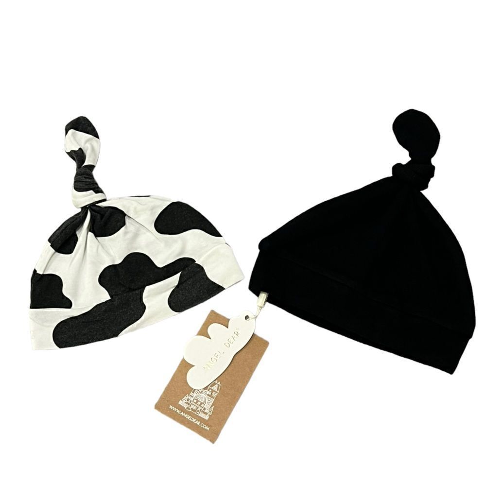 NWT Angel Dear Baby Hat Bundle Boys Girls Black and Cow Print,  0-3, New